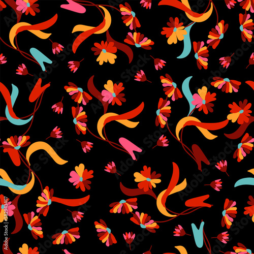  seamless texture. Endless vector illustration. Multicolor pattern of  flowers and leaves. can be used for fabric and  wallpaper.
