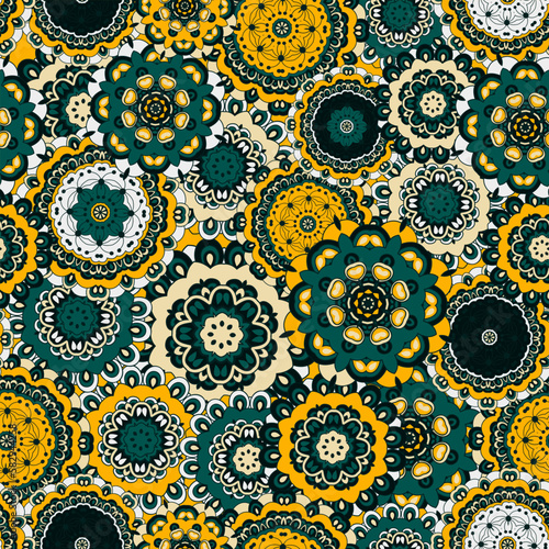 Seamless texture . Tribal style, ethnic motives. Using the oriental mandala pattern. Vector illustration. Endless pattern