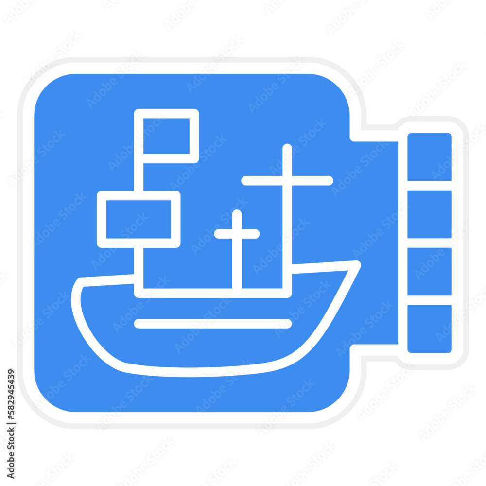 Obraz premium Vector Design Ship In A Bottle Icon Style