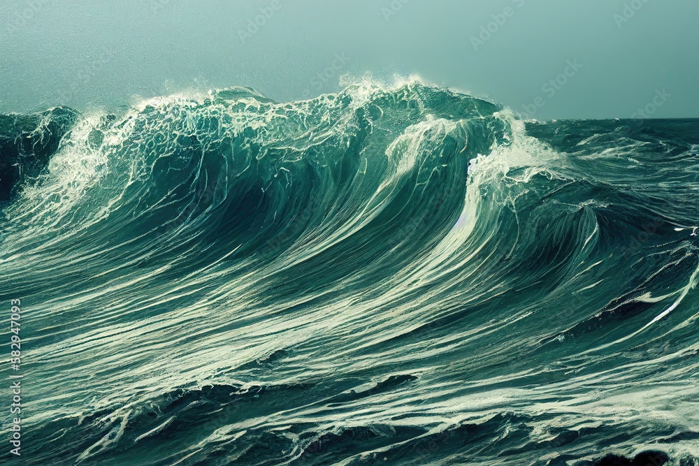 Ocean waves crashing in the spring Ocean waves crashing in the spring