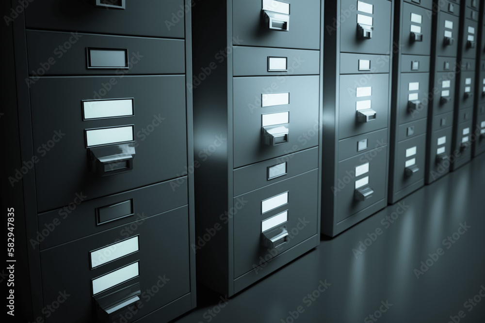 Rows of filing cabinets generative ai Rows of filing cabinets generative ai