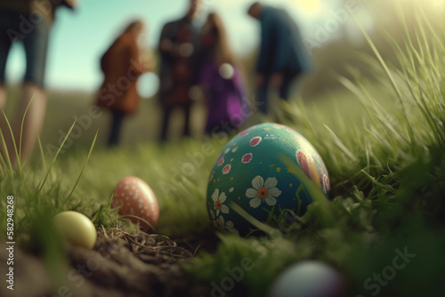 easter egg hunt in the field generative ai