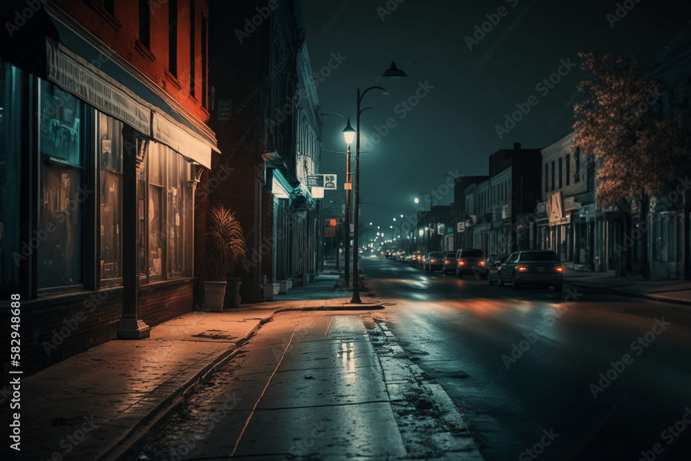 Ambient street lights at night generative ai 
