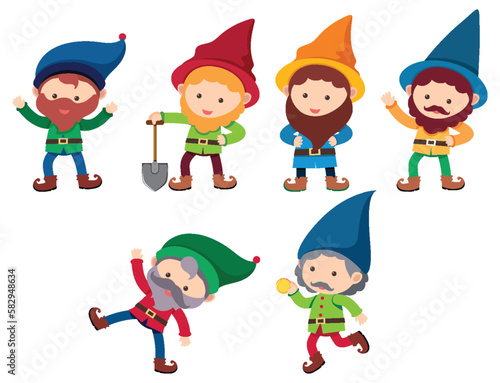 Set of dwarf cartoon
