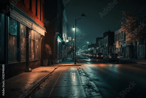 Ambient street lights at night generative ai 