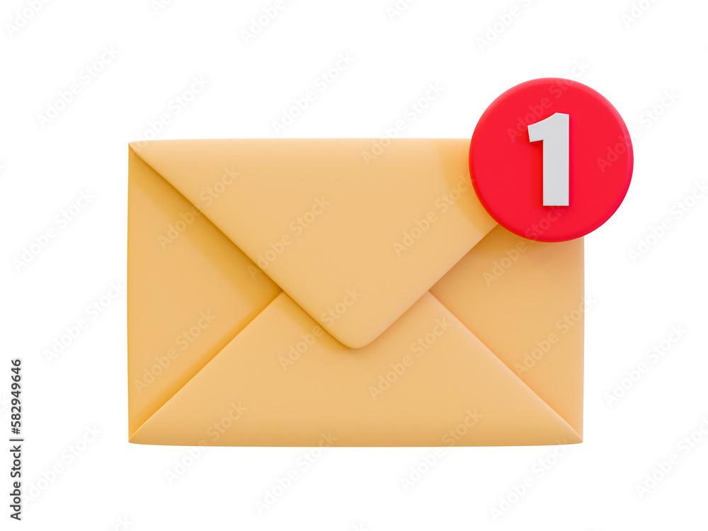 3d minimal unread messages reminder. letter notification. Envelope with unread messages notification. 3d illustration. 3d minimal unread messages reminder. letter notification. Envelope with unread messages notification. 3d illustration.