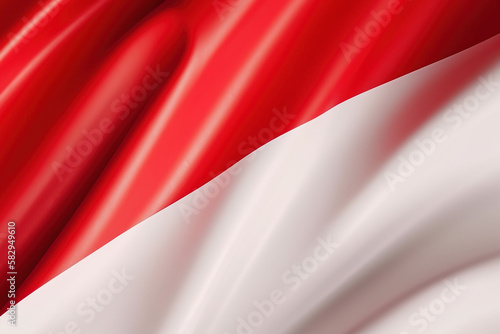 Red and white background  waving national flag of Indonesia  waved highly detailed close-up. Created with Generative AI Technology