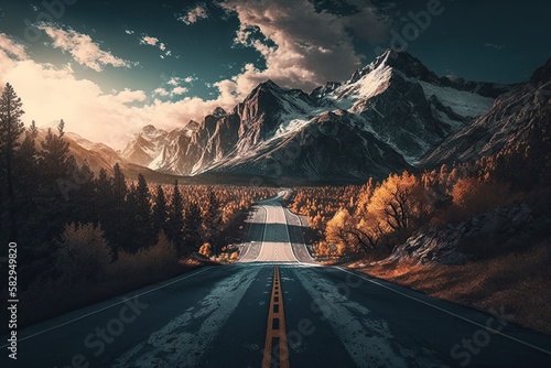 a photograph of beautiful highway cinematic nature photos Generative AI