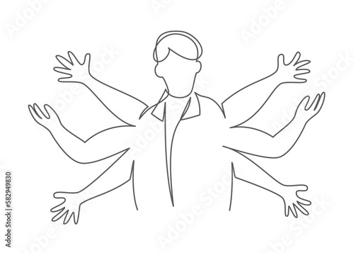 Skills One line drawing on white background