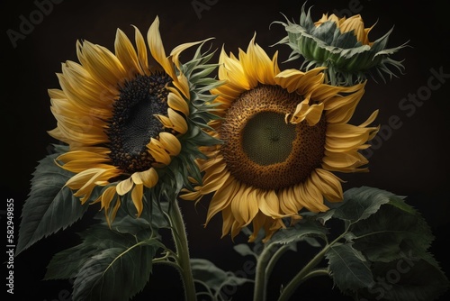 a photograph of beautiful Sunflowers cinematic flower photography Generative AI
