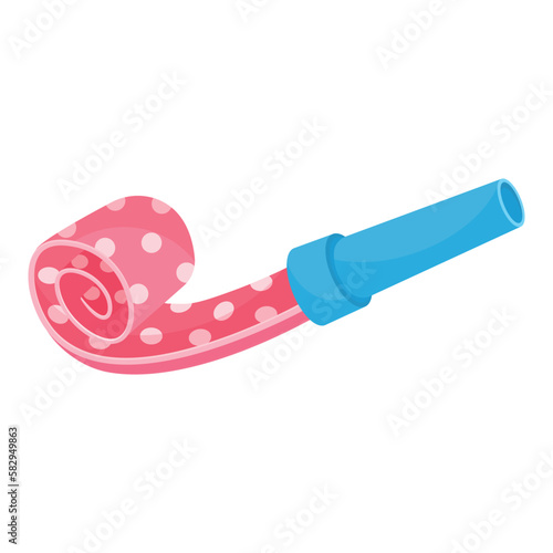 Vector bright cartoon image of a festive whistle. The concept of parties, festivals and fun. A colorful element for your design.