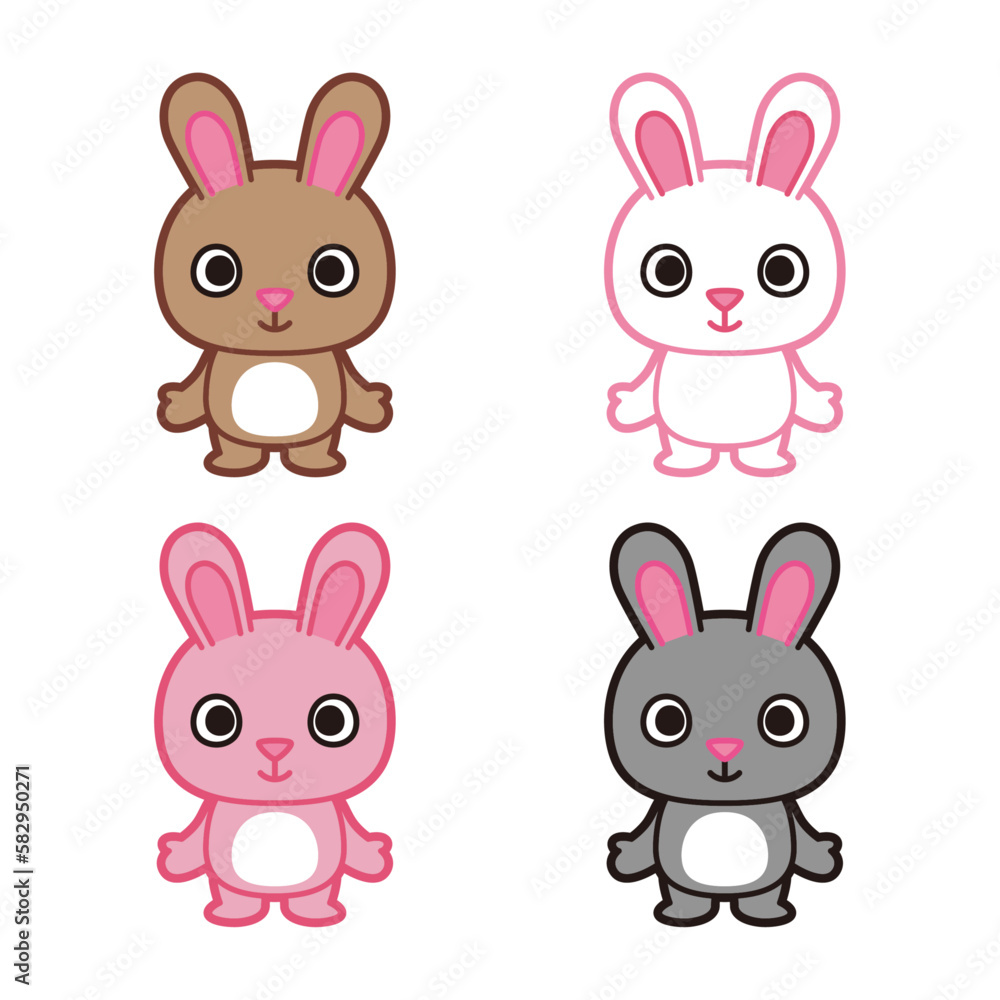 うさぎ イラスト ゆるキャラ セット うさぎ イラスト ゆるキャラ セット