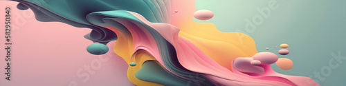 Wide-Screen Abstract Background in Delightful Pastel Colors