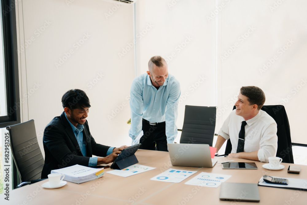 Business people sum up the results of their work in the company during the year, new project in office. Business people sum up the results of their work in the company during the year, new project in office.