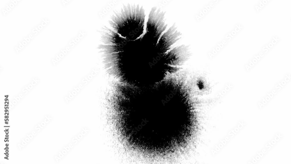 Ink White Drops Falling on Black Background Ink White Drops Falling on Black Background