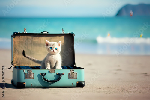 Cute cat holiday, travel, leisure, (generated ai) © Robbot17