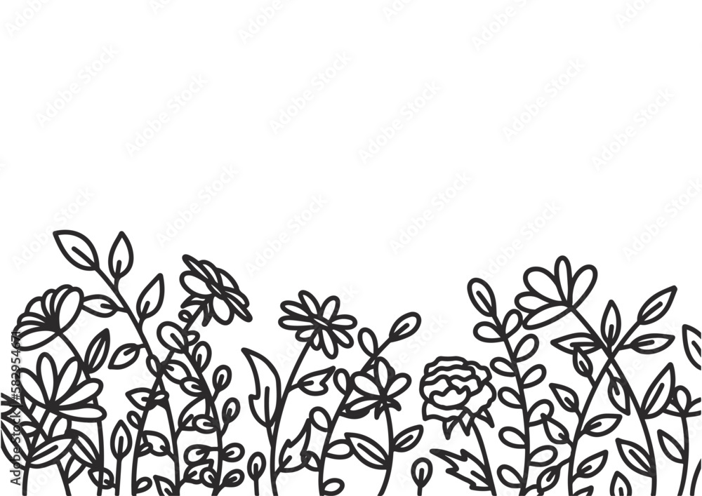 background flower field doodle style