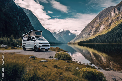 Obraz na plátne campervan caravan california vehicle for van life holiday on mobile home camper
