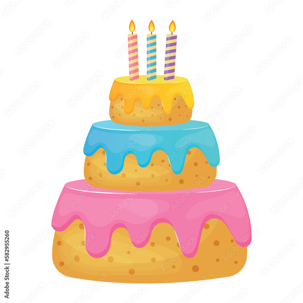 Vector bright cartoon image of a cake. The concept of parties, festivals and fun. A colorful element for your design. Vector bright cartoon image of a cake. The concept of parties, festivals and fun. A colorful element for your design.