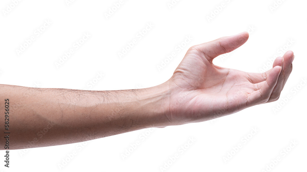 isolated of male hand holding something like a bottle or can. isolated of male hand holding something like a bottle or can.