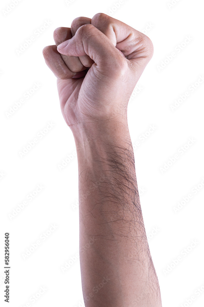 Male showing fist hand isolated on a white background. Male showing fist hand isolated on a white background.