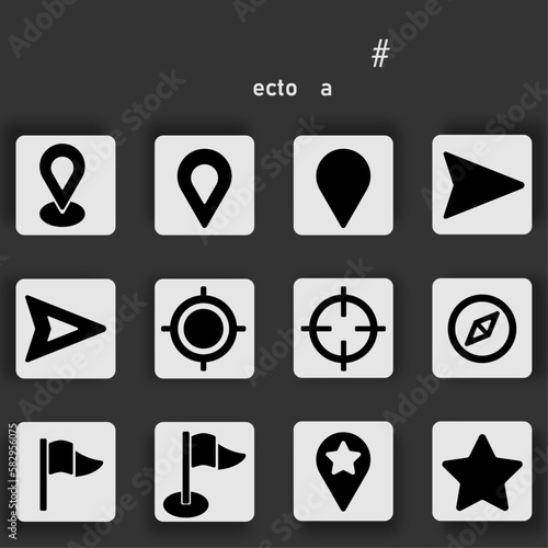 Vector Map Icons Set - Solid 