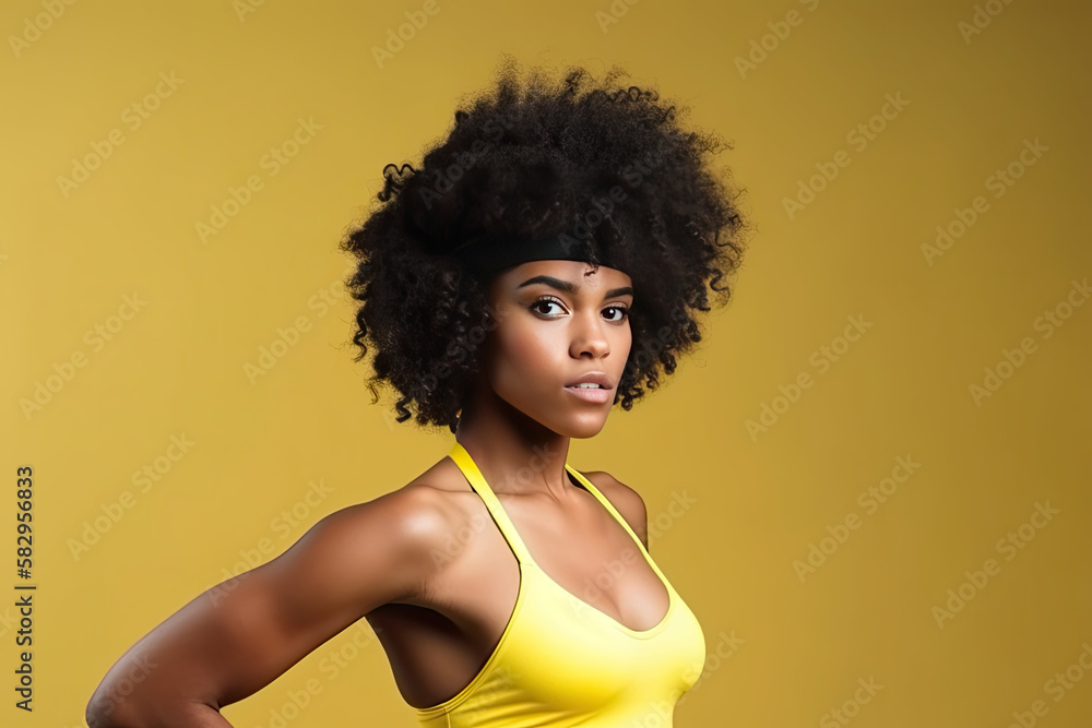 athletische afroamerikanische junge Frau mit Sport-Top, generative AI