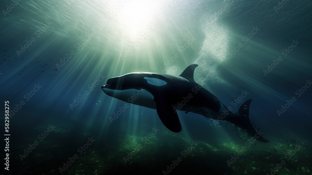 Orca, Underwater, Generative AI, Illustration Orca, Underwater, Generative AI, Illustration