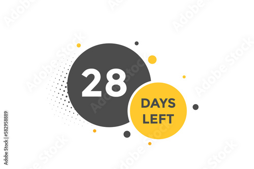 28 days Left countdown template. 28 day Countdown left banner label button eps 10