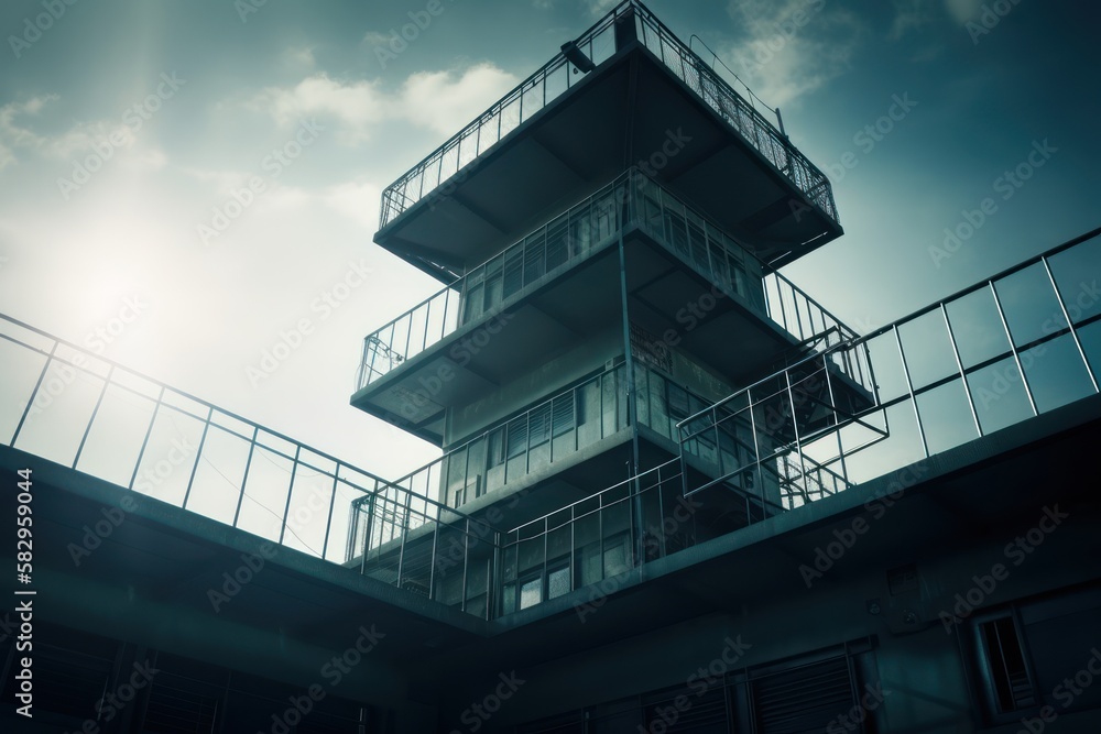 Prison corridor, jail cell and open metal bars door, empty dark facility interior, generative ai Prison corridor, jail cell and open metal bars door, empty dark facility interior, generative ai