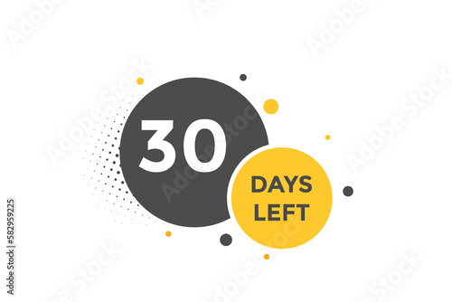 30 days Left countdown template. 30 day Countdown left banner label button eps 10