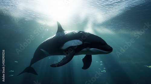 Orca, Underwater, Generative AI, Illustration