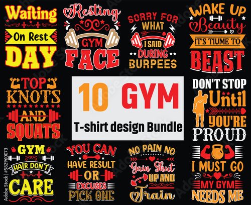 Gym t-shirt design bundle, gym workout t-shirt, gym t-shirts for ladies, gym logo t-shirt design bundle.