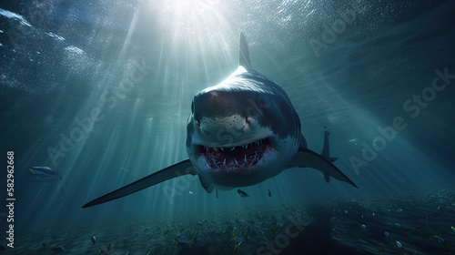 Shark  Jaws  Underwater  Generative AI  Illustration