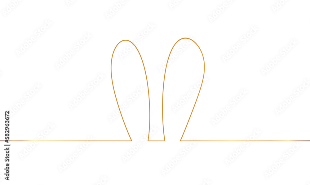 easter bunny ears one line art, rabbit lineart, black line vector illustration vector eps 10
