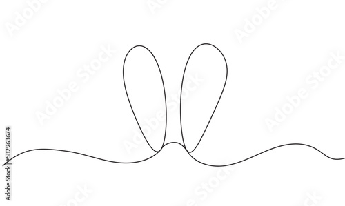 easter bunny ears one line art, rabbit lineart, black line vector illustration vector eps 10