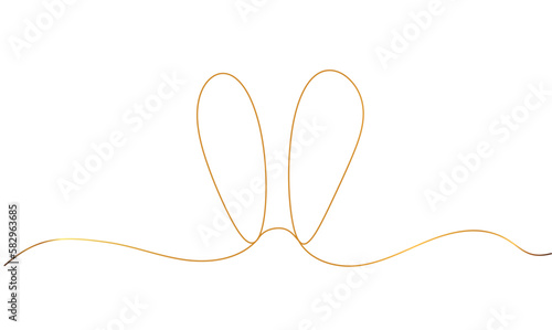 easter bunny ears one line art, rabbit lineart, black line vector illustration,