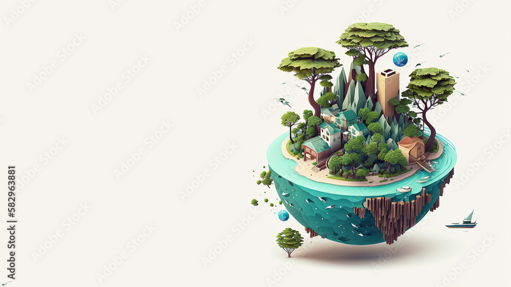 Planet world ecosystems, world environment day, Earth day, sustainable living concept, Generate Ai Planet world ecosystems, world environment day, Earth day, sustainable living concept, Generate Ai