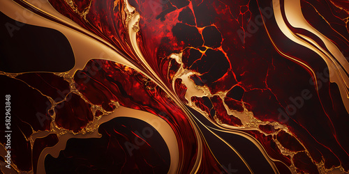 Vibrant red and gold marble texture wallpaper