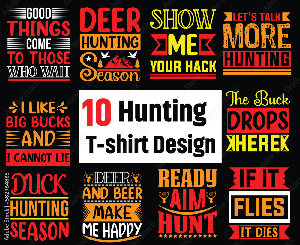 Hunting t-shirt design bundle, deer hunting tshirt and Hunting lover t-shirt design bundle.