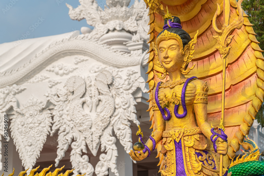 Fototapeta premium The Queen Serpent statue at Wat Don Khanak, Nakhon Pathom, Thailand