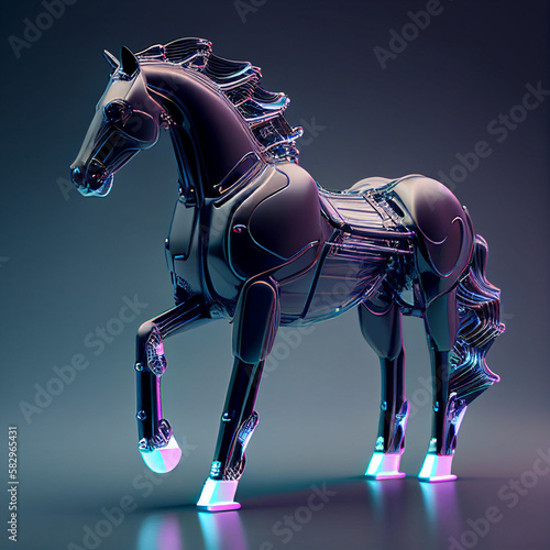 Creative illustration mechanical horse