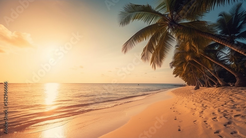 Tropical Beach  Generative AI  Illustration