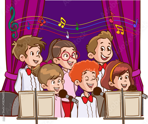 children singing in choir vector
