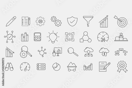 Data analytics icon set vector icon illustration sign