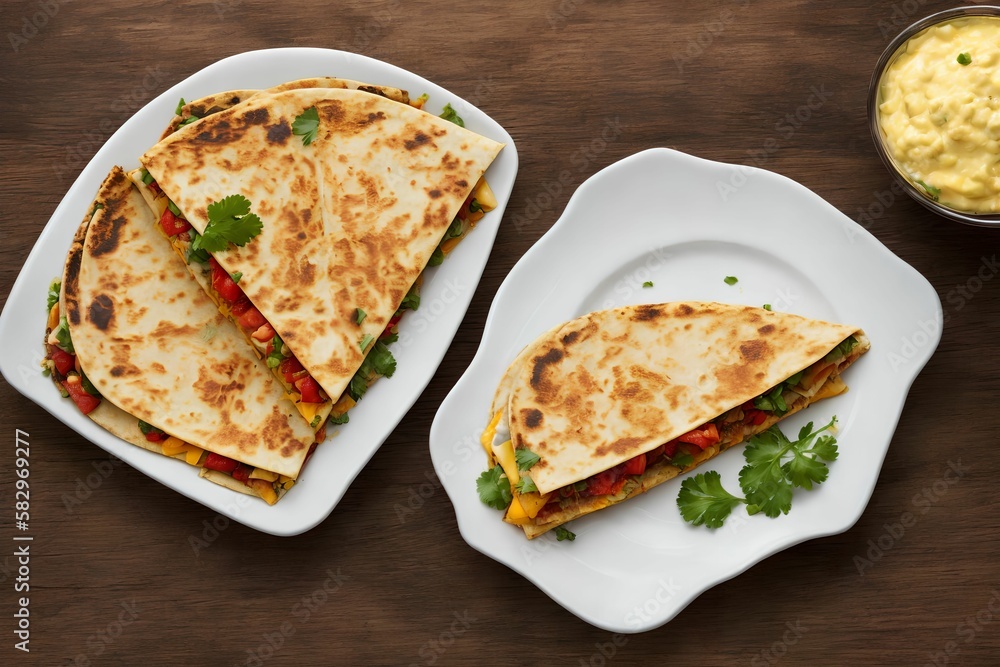 Homemade Vegetarian Quesadilla with Cheese, generative art by A.I. Homemade Vegetarian Quesadilla with Cheese, generative art by A.I.