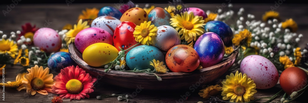 Naklejka premium Spring Blossom: Easter Egg with a Floral Touch. Generative Ai