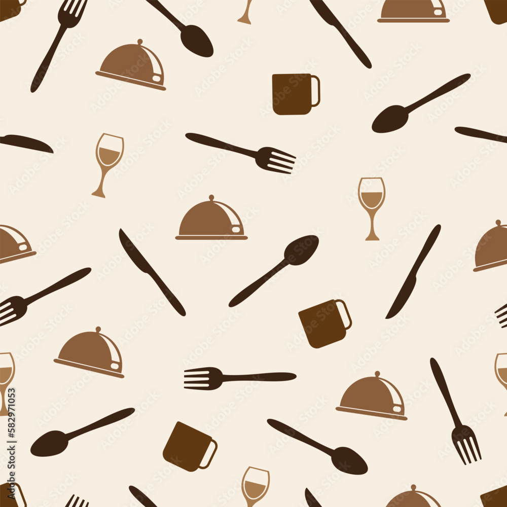 Restaurant Background Pattern Seamless spoon and cutlery patterns for backgrounds, packaging ...