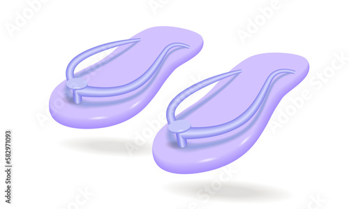 Summer beach sandals or homemade flip-flops on a white background. Isolated.
3d vector illustration, 10 EPS.
