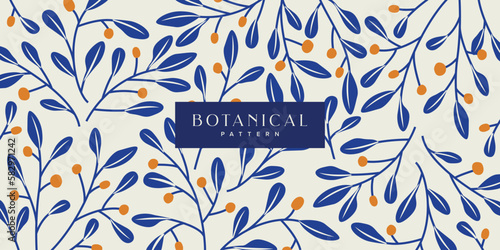 Blue Botanical Pattern Background
